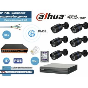 Полный готовый DAHUA комплект видеонаблюдения на 6 камер 5мП (KITD6IP100B5MP_HDD500Gb)