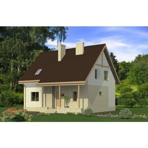 Проект - Дом с мансардой и крытой террасой Rg4954