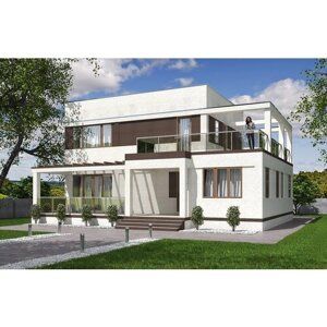Проект двухэтажного жилого дома с террасами (157 м2, 11м x 13м) Rg5264