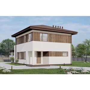 Проект - Двухэтажный дом с большой гостиной-столовой, террасой и балконом Rg6067