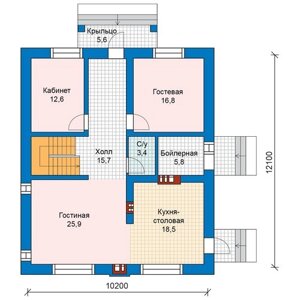 Проект газобетонного дома Catalog-Plans-59-98 (173,46кв. м, 11,9x10,2м, газобетон 400)