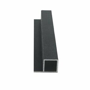 Профиль алюминиевый квадратный для полки из ДСП, черный, 1м