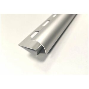 Профиль F-образный алюминиевый закругленный для плитки до 12мм, ПО-12х12, длина 2,7м, Анод серебро матовое