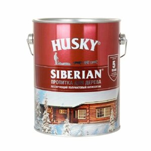 Пропитка-антисептик алкидная лессирующая Husky Siberian, полуматовая, бесцветная, база Т, 2.7 л