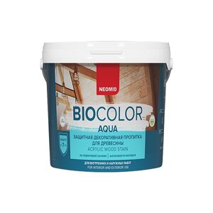 Пропитка для Древесины Neomid Biocolor Aqua 9л Белый без Запаха, Деревозащитная для Внутренних и Наружных Работ / Неомид Био Колор Аква.