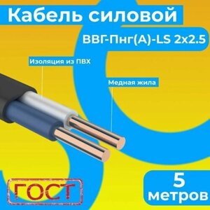 Провод электрический/кабель ГОСТ 31996-2012 0,66 кВ ВВГ/ВВГнг/ВВГ-Пнг (А)-LS 2х2,5 - 5 м. Монэл