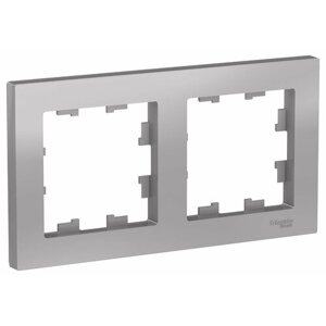 Рамка двойная универсальная AtlasDesign Алюминий (комплект 10шт)