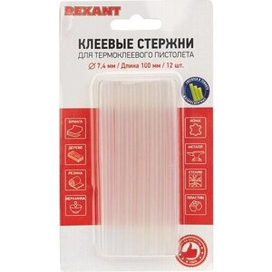 REXANT Клеевые стержни 7.4х100 мм (09-1060), 12 шт прозрачный