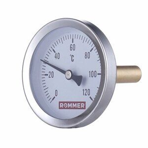 ROMMER Термометр биметаллический с погружной гильзой. Корпус Dn 80 мм, гильза 75 мм 1/2 , 0.120°С