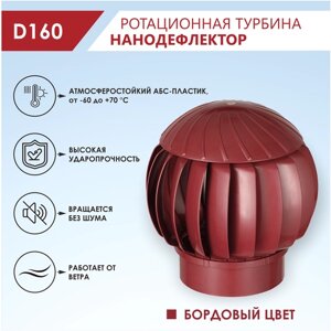 Ротационная вентиляционная турбина Нанодефлектор РВТ-160, для вытяжной и кровельной вентиляции, диаметр 160 мм, цвет бордовый