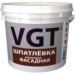 Шпатлевка VGT акриловая фасадная, белый, 7.5 кг