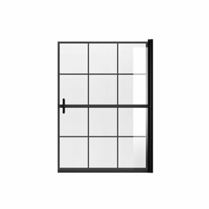 Шторка для ванны NG-08-90BLACK (90*140) черный матовый, стекло прозрачное с рисунком клетка, 1 место