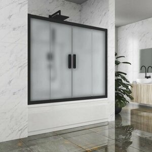 Шторка на ванну GWMPKB019P4 275x150 см, профиль черный матовый, цвет стекла матовый, стекло закаленное 6 мм, открывание двери левое / правое