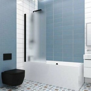 Шторка на ванну GWMPKB020P601N 46x141 см, профиль черный матовый, цвет стекла матовый, стекло закаленное 6 мм