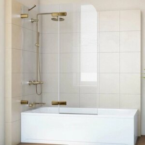 Шторка на ванну GWMPTRPL862A-66 100x160 см, профиль золотой гальванический, цвет стекла выбеленный, стекло закаленное 6 мм, открывание двери левое / правое