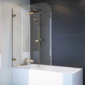 Шторка на ванну GWMPTRPL862B-66 130x160 см, профиль бронзовый, цвет стекла выбеленный, стекло закаленное 6 мм, открывание двери левое / правое