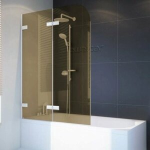 Шторка на ванну GWMPTRPL862B-66 75x160 см, профиль белый матовый, цвет стекла бронзовый, стекло закаленное 6 мм, открывание двери левое / правое