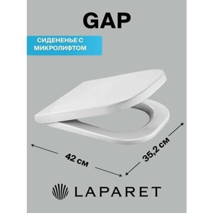 Сиденье Laparet Gap для унитаза, дюропласт, с микролифтом, быстросъемное (крепление металл), цвет белый