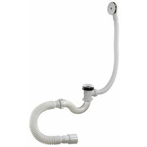 Сифон для ванны 1 1/2"х40, регулируемый, клик-клак, с переливом (перелив и слив-металл), с гибкой трубой 40-40/50 А-26089