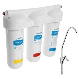 Система для фильтрации воды "Аквафор" Трио норма, РР5/В510-04/В510-02, умягчающий, 3-х ступенчатый, с краном, 1.5 л/мин