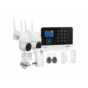 Система Wi-Fi/GSM сигнализация с 2мя видеокамерами и WiFi розеткой с датчиком темп. 2x HDcom 9826(ASW5) и Страж Oko и Страж W130-T (S19487KOM)