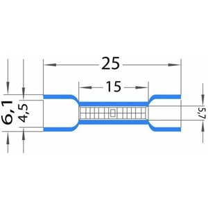 Соединительная гильза изолированная L-26 мм 1.5-2.5 мм²ГСИ 2.5/ГСИ 1,5-2,5) синяя REXANT Артикул 08-0721 (100_шт)