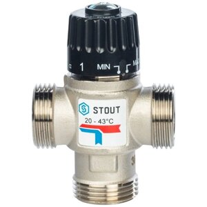 STOUT Термостатический смесительный клапан для систем отопления и ГВС. G 1" НР 20-43°С KV 2,5
