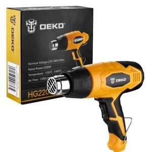 Строительный фен DEKO HG2200W, без аккумулятора, 2200 Вт оранжевый