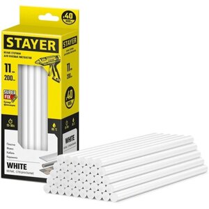 Термоклей стержень белый 11мм по керамике/пластмассе для клеевого пистолета STAYER 2-06821-W-S40