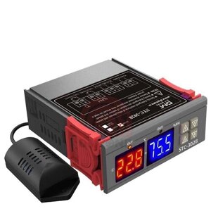 Терморегулятор / Гигростат STC-3028, 220 В, 2*10А , до 2200 Ватт. Регулятор влажности и температуры
