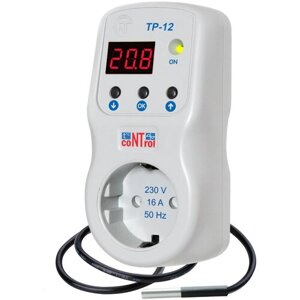Терморегулятор Новатек-Электро ТР-12-2 белый термопласт