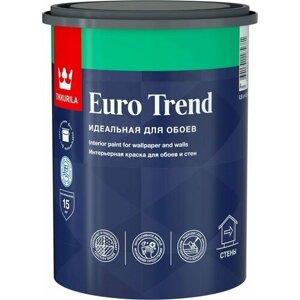 Тиккурила Евро Тренд база А белая интерьерная краска для обоев и стен матовая (0,9л) / TIKKURILA Euro Trend base А белая краска интерьерная для обоев