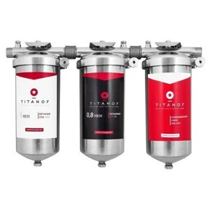 Титановый фильтр для воды TITANOF + умягчающий фильтр TITANOF + сетчатый механический фильтр TITANOF СТК 3 (3000 л/ч)