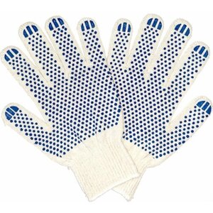 Трикотажные перчатки с ПВХ промперчатки 6 нитей, 10 класс, белые, 10 пар ПП-27600/10