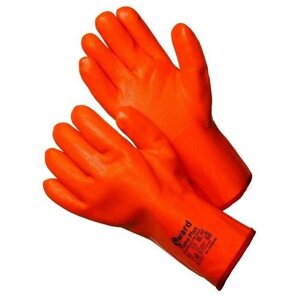 Трикотажные утепленные перчатки с оранжевым МБС покрытием цельнозалитые Gward Flame Plus размер 11 XXL