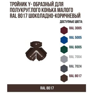 Тройник Y- образный для полукруглого конька малого RAL 8017 Шоколадно-коричневый