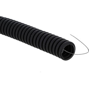 Труба гофрированная ПВХ d20мм с протяжкой черн. (уп. 100м) Plast tg-z-20-100-black EKF