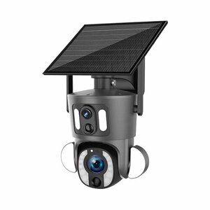 Уличная автономная поворотная 4G IP камера с двумя объективами 3Mp и солнечной батареей MiCam Solar S110 4G Zoom