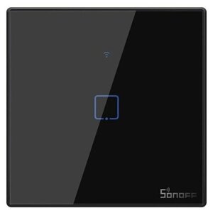 Умный 1-клавишный настенный Wi-Fi выключатель SONOFF TX T3, T3EU1C, черный, Умный Дом