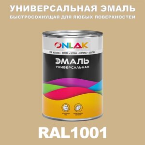 Универсальная эмаль ONLAK в банке, быстросохнущая, глянцевая, по металлу, по ржавчине, для дерева, бетона, пластика, кирпича, банка 1 кг, RAL1001