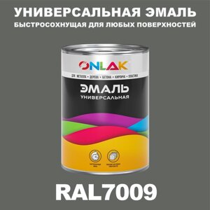 Универсальная эмаль ONLAK в банке, быстросохнущая, глянцевая, по металлу, по ржавчине, для дерева, бетона, пластика, кирпича, банка 1 кг, RAL7009
