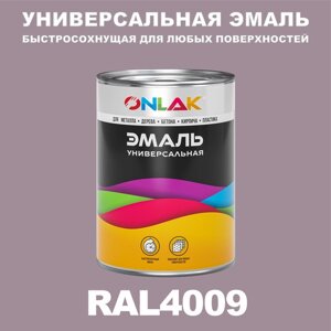 Универсальная эмаль ONLAK в банке, быстросохнущая, полуматовая, по металлу, по ржавчине, для дерева, бетона, пластика, кирпича, банка 1 кг, RAL4009