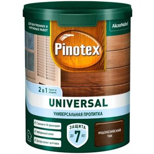Универсальная пропитка на водной основе 2в1 для древесины Pinotex Universal полуматовая (0,9л) индонезийский тик