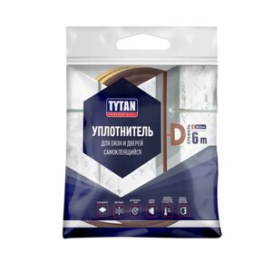 Уплотнитель для окон D-профиль Tytan Professional, 9 x 7,5 мм, 6 м, коричневый