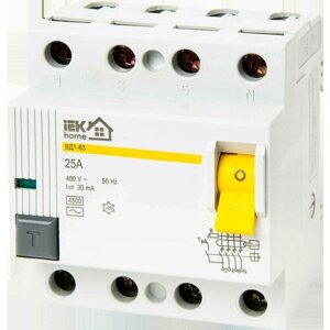 Узо iek home вд1-63 3P N 25 A 30 ма 4.5 ка AC MDV10-4-025-030