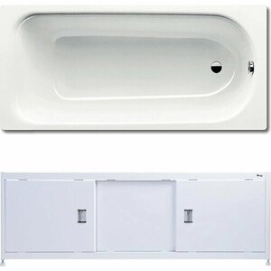 Ванна стальная Kaldewei Saniform Plus 375-1 180x80 с экраном Emmy Монро и ножками