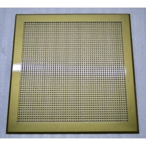 Вентиляционная решетка металлическая на магнитах 300х300мм, тип перфорации мелкий квадрат, золотой