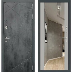 Входная дверь Labirint Loft с зеркалом Максимум "Грей Софт (Серый светлый)960x2050, открывание левое