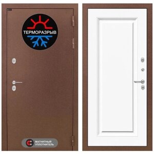Входная металлическая дверь для дома TERMOMAGNIT с терморазрывом с внутренней белой панелью 27 эмаль RAL 9003, размер по коробке 880х2050, правая