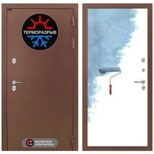 Входная стальная дверь для дома TERMOMAGNIT с терморазрывом с внутренней панелью 28 грунт под покраску, размер по коробке 960х2050, правая